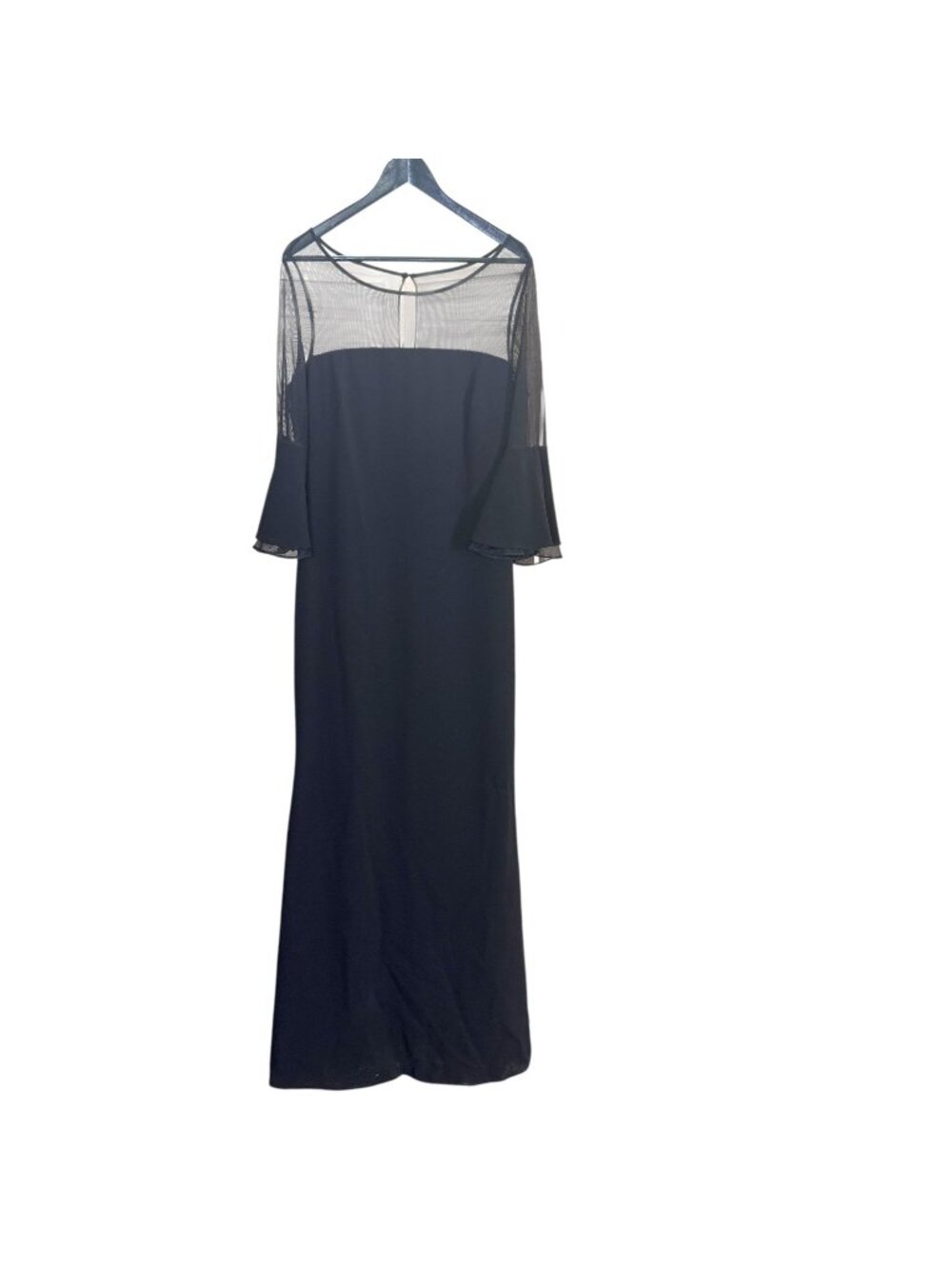 Calvin Klein Illusion Bell Long Sleeve Long Formal Dress 10